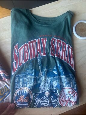 Mitchell & Ness Green Graphic Tee with Red and White Print